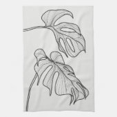 白黒植物離れ キッチンタオル (縦)