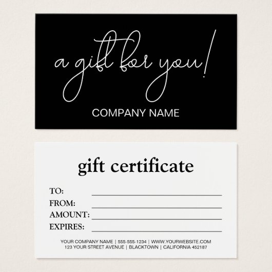 白黒業エレガント用贈与証 (正面&裏面)