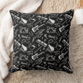 白黒楽器パターン クッション (ブランケット)