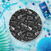 白黒楽器 ペーパープレート (パーティー)