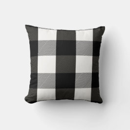 白黒樵の格子縞のフランネルパターン クッション