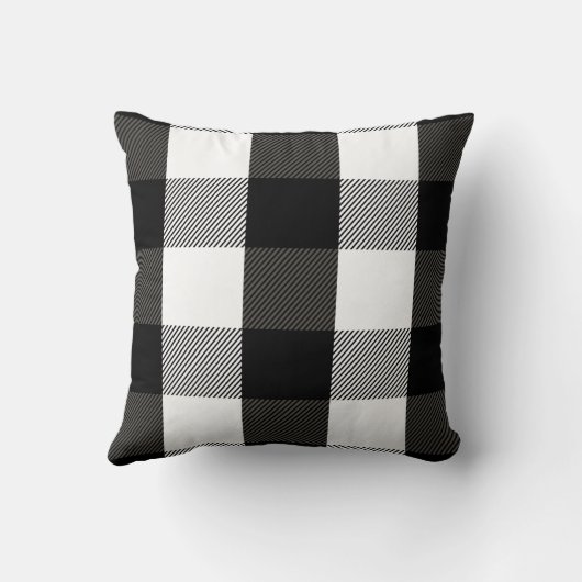 白黒樵の格子縞のフランネルパターン クッション (裏面)