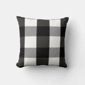 白黒樵の格子縞のフランネルパターン クッション (正面)