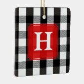白黒樵の格子縞のモノグラム セラミックオーナメント (右)
