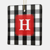 白黒樵の格子縞のモノグラム セラミックオーナメント (左)