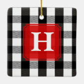 白黒樵の格子縞のモノグラム セラミックオーナメント (裏面)