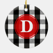 白黒樵の格子縞のモノグラム セラミックオーナメント (裏面)