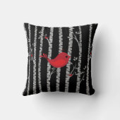 白黒樺の木の赤鳥付き木 クッション (裏面)