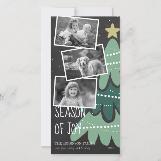 白黒歓喜の季節クリスマスフォトカード シーズンカード (正面)