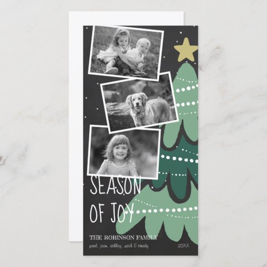 白黒歓喜の季節クリスマスフォトカード シーズンカード (正面/裏面)