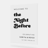 白黒歓迎スタイリッシュ前夜 アクリルサイン (傾斜)