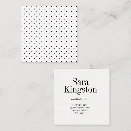 白黒正方形の水玉模様の名刺 スクエア名刺 (正面/裏面)