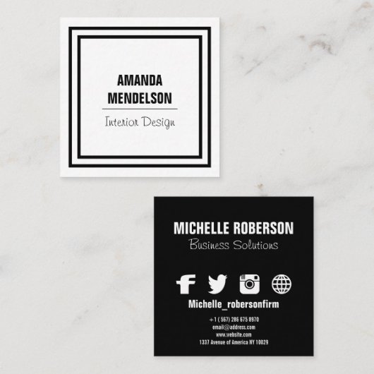 白黒正方形 スクエア名刺 (正面/裏面)