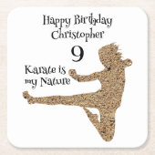 白黒武術アーツアーツ空手ハッピーバースデー スクエアペーパーコースター (正面)