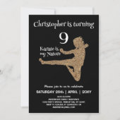 白黒武術アーツアーツ空手子供の誕生日 招待状 (正面)