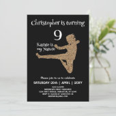 白黒武術アーツアーツ空手子供の誕生日 招待状 (スタンド正面)