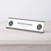 白黒歯科医 |歯 デスクネームプレート (正面)