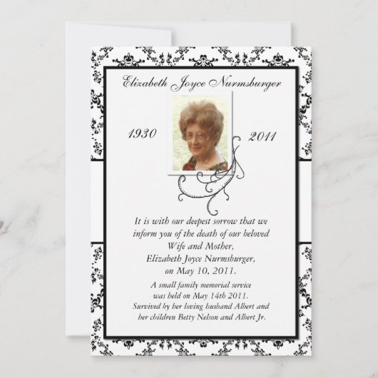 白黒死伝統的の発表 案内状 (正面)