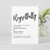 白黒残念な取り消結婚しカード 招待状 (スタンド正面)