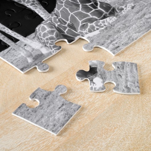 白黒母およびベビーのキリン ジグソーパズル (側面)