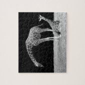 白黒母およびベビーのキリン ジグソーパズル (縦)