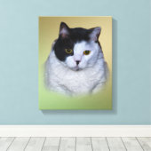 白黒毛猫 キャンバスプリント (インサイチュ (ウッドフロア))