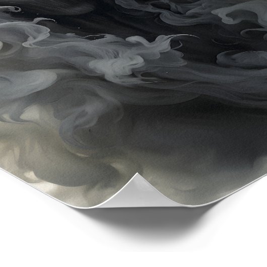 白黒気味の不気味なイラストレーション幽霊 ポスター (角)