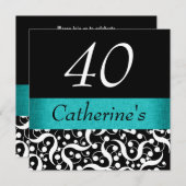 白黒水エレガント老化お祝い 招待状 (正面/裏面)