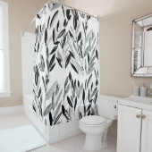 白黒水エレガント色自然葉  シャワーカーテン (インサイチュ)