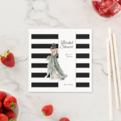 白黒水ストライプ色ブライダルシャワー スタンダードカクテルナプキン (インサイチュ)