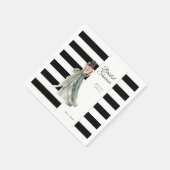 白黒水ストライプ色ブライダルシャワー スタンダードカクテルナプキン (角)