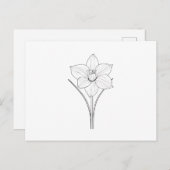 白黒水仙ラインアート ポストカード (正面/裏面)