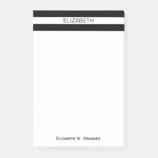 白黒水平名門私立校風のストライプ名モノグラム ポストイット