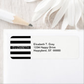 白黒水平名門私立校風のストライプ名モノグラム ラベル (インサイチュ)