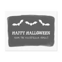 白黒水彩こうもりハロウィンポストカード