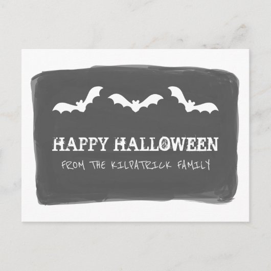 白黒水彩こうもりハロウィンポストカード ポストカード (正面)