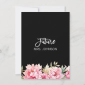 白黒水彩ピンクフローラブライダルシャワー 招待状 (裏面)