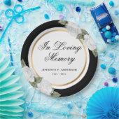 白黒水彩フローラメモリアル葬儀 ペーパープレート (パーティー)