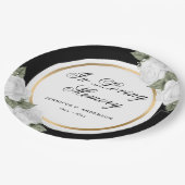 白黒水彩フローラメモリアル葬儀 ペーパープレート (アングル)