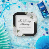 白黒水彩フローラメモリアル葬儀 ペーパープレート (パーティー)