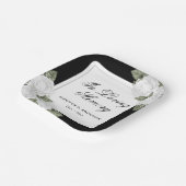 白黒水彩フローラメモリアル葬儀 ペーパープレート (傾斜あり)