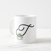 白黒水彩ワイルドフラワーコーヒーマグ コーヒーマグカップ (正面左)