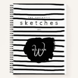 白黒水彩手描き線Sketchbook ノートブック