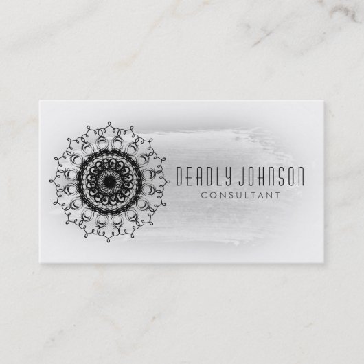 白黒水彩画のダマスク織の平野のシンプル 名刺 (正面)