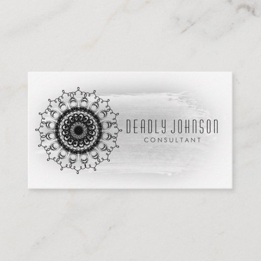 白黒水彩画のダマスク織の平野のシンプル 名刺 (正面)