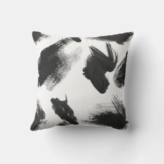 白黒水彩画の抽象芸術のモノグラム クッション (裏面)