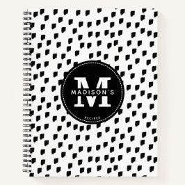 白黒水彩筆跡レシピクックブック ノートブック