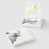 白黒水牛 ストーンコースター (横)