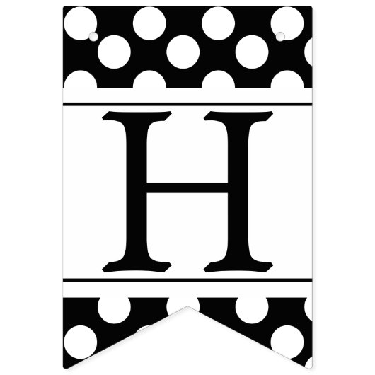 白黒水玉模様およびストライプのな旗布の旗 バンティングフラッグ (第2の旗)