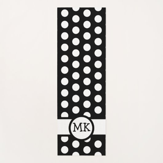 白黒水玉模様かわいいモノグラムの ヨガマット (正面)